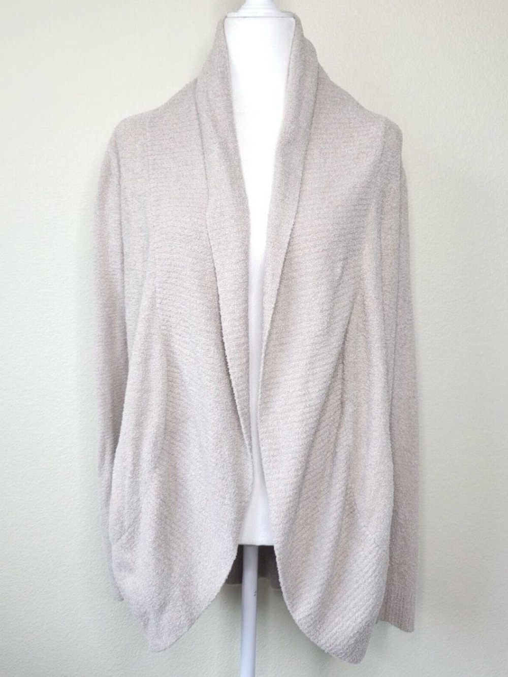 Barefoot Dreams Cozychic Lite Open Front Cardigan Sweater Size M Light Greige
